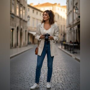 VINTAGE LINEN/COTTON BLEND BLAZER 90’s oversized “slouchy” style Brand SUIT HER